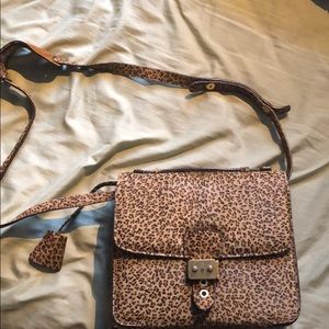 Bruno Magli ponyhair leopard print bag